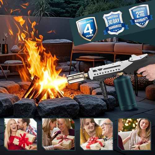 Propane Torch - Powerful Grill & Cooking Torch Gun - Adjustable Flamethrower - Culinary Blow Torch for Sous Vide, BBQ, Campfire, Charcoal Wood (Tank Not Included)