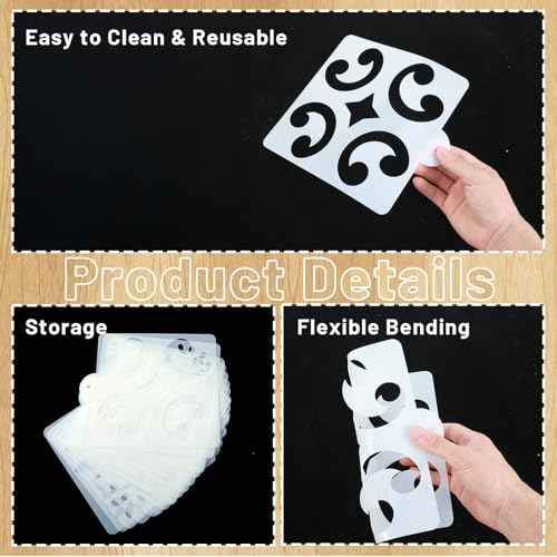 16 Pcs Wall Stencil Set, 8X8 Inch Wall Stencils for Painting with O-Ring Hook, Talavera Stencil for Painting on Furniture, Floor, Walls, Canvas, Resuable Tile Stencils for Home D?cor