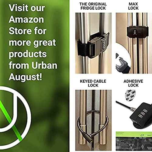 Urban August French Door Refrigerator Lock, Black, Combination Lock, Passcode Unlock