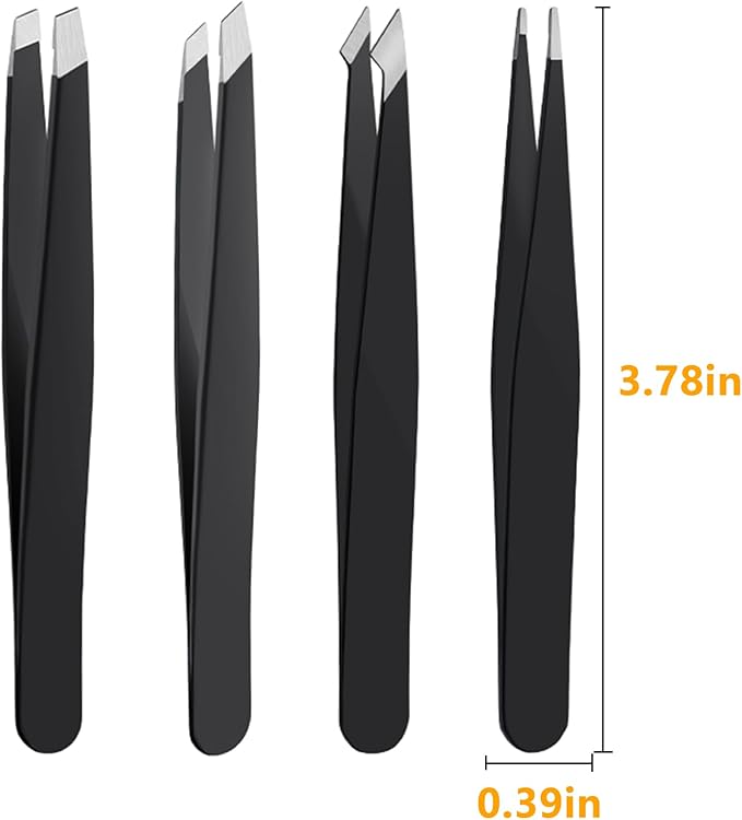 4 PCS Stainless Steel Tweezers Set Ã¢ÂÂ Precision Tweezers for Ingrown Hair, Facial Hair, Splinter, Blackhead and Tick Remover