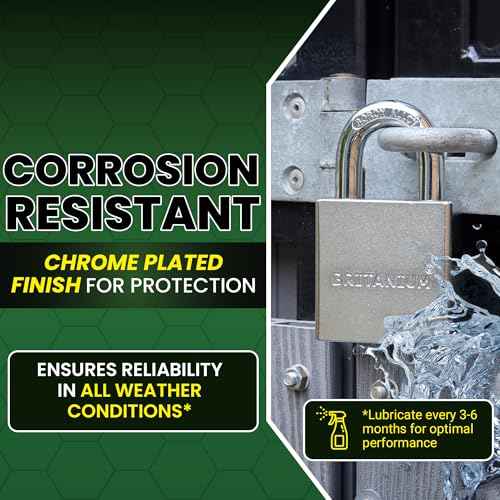 Britanium¢ç SFL60 Professional Grade Padlock - Chrome Plated Steel with Boron Alloy Shackle, 5 Tumbler Keys, Weather-Resistant Design for Storage & Commercial Security
