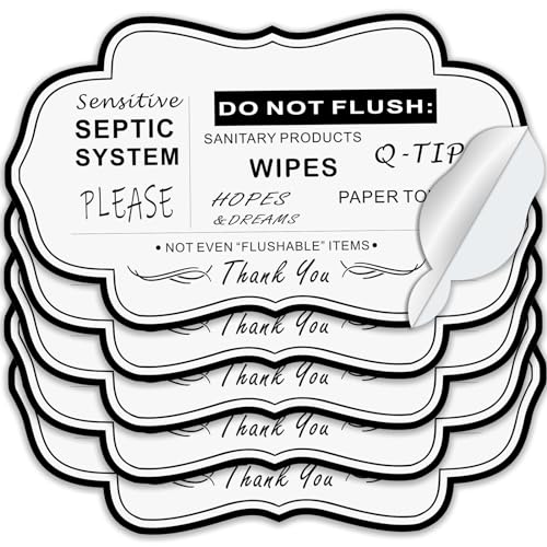 Do Not Flush Rules Sticker for Bathroom,5 Pack RAMIEYOO Design Bathroom signs Decals for Home,Business or RV,Cabin Bathroom.Self-Adhesive Sign Vinyl 7 * 4 inches (White)