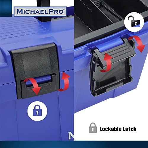 MichaelPro MP014035 17-Inch Tool Box | Removable Inner Tray | Carrying Case for Screws, Bolts, Nuts, Toys, Small Parts Organizer for Fasteners and Crafts