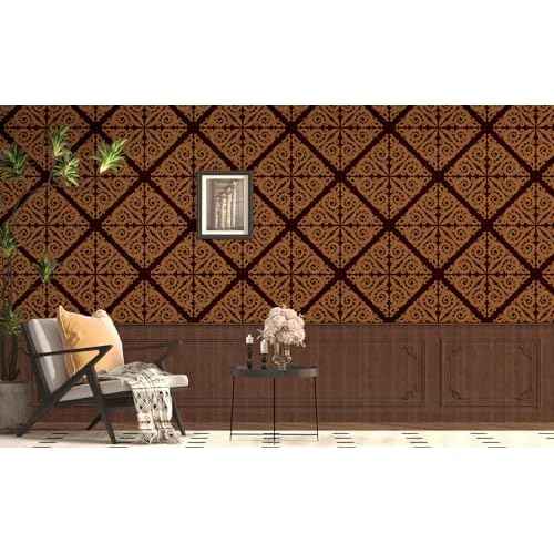 Brown Damask Floral Wallpaper Peel and Stick Geometric Floral Wallpaper for Living Room Bedroom Walls Self Ahdesive Brown Contact Paper for Cabinets Removable Damask Wall Paper 17.5¡¿102.3''