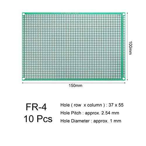 uxcell 10pcs 10x15cm Double Sided PCB Board Universal Printed Circuit Proto Board for DIY Soldering Electronic Projects Practice Test Circuit