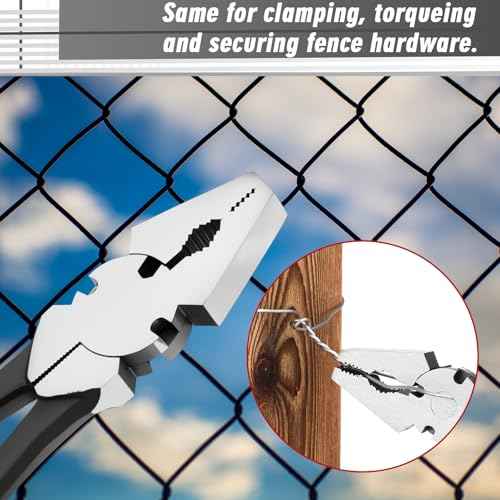 10'' Button Fence Pliers for Bending Cutting and Gripping Flat Nose Wire Cutter Plier for Construction and Wire Fencing Resists Rust and Corrosion