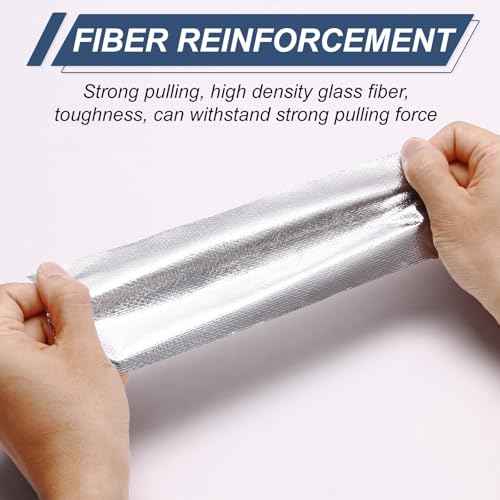 Fiberglass Aluminum Foil Tape 1 Inch x 66 Feet (5.9mil) ? Heavy Duty HVAC Metal Tape,High Temp Waterproof Insulation Adhesive for Ductwork, Furnace, Dryer Vent, AC, Pipe Sealing & Repair