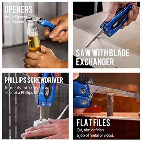 Multi Tool, Multitool Pliers for Outdoor, DIY, Home, Garden, Camping, Survival, Hunting and Hiking or Everyday Carry, Blue
