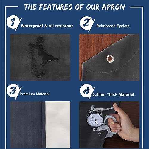 Neoprene Apron - 35¡¯¡¯ X 45¡¯¡¯ Plus Size Rubber Aprons Offers Chemical, Oil and Grease Protection, with Puncture and Abrasion Resistance