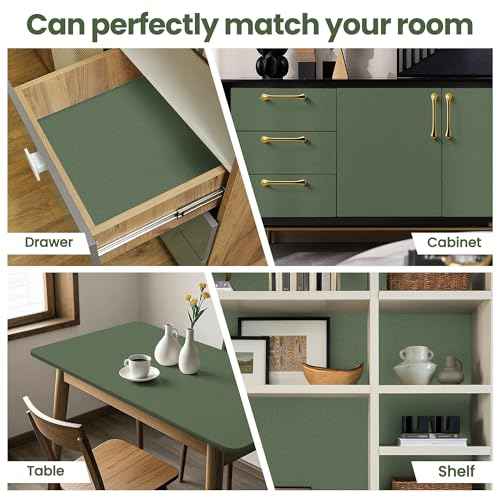 LXCREAT Green Wallpaper Peel and Stick Matte Solid Color Removable Self Adhesive Renter Friendly Wallpaper, Vinyl Film Waterproof Contact Paper for Bedroom with Scraper, Paper Cutter 17.71in¡¿118in