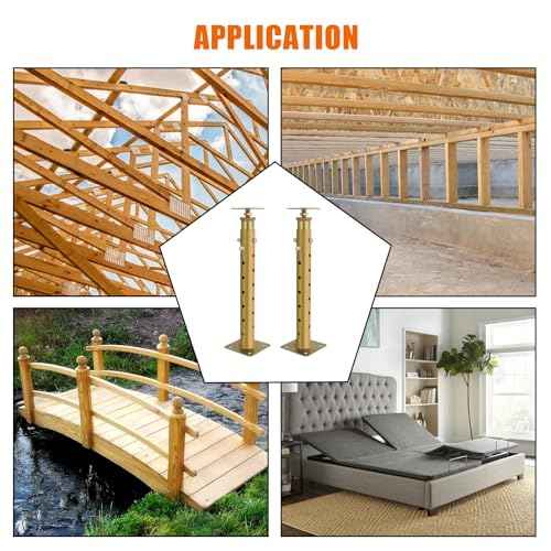 2 Pcs Adjustable House Floor Jacks, 18"-36¡±(1'5"-3') Height Range, Heavy Duty Support Joist Beam Basement Jack Post Pole for Leveling, Maximum Height Capacity 5570lbs, Galvanized