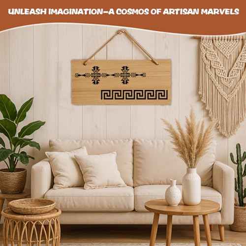 12 Pcs Boho Borders Pattern Stencil, Reusable Aztec Stencils for Painting on Wood, Wall Stencils for Painting Large Pattern, Geometric Templates for Canvas, Furniture, Crafts, Home Decor