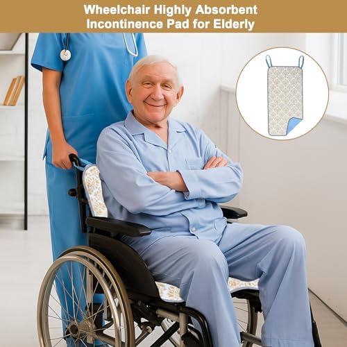 Waterproof Highly Absorbent Incontinence Wheelchair Pads for Elderly (White-Yellow)