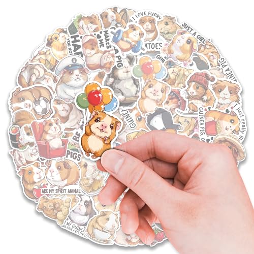 Guinea Pig Stickers 50 Pieces Vinyl Waterproof Decal for Laptop Water Bottle Phone Car Window Bike Motorcycle Stakeboard Scrapbook Guinea Pigs Sticker Gifts for Kid Teen Adult