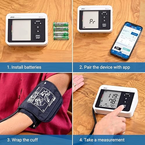A&D Medical Voice-Guided Blood Pressure Monitor for Home Use with Bluetooth, UA-1040TBLE - Wide Range Cuff (8.6-16.5" / 22-42cm) Ideal for Visually Impaired - 3 Language Selections, Accessible