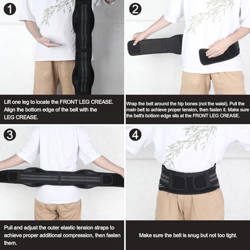 Powerful Sacroiliac Belt for Women and Men, Compression SI Joint Belt for Sciatica Nerve Relief, Hip Brace with Anti-Slip Design, Sacroiliac Hip Brace for Pelvic, Trochanteric Bursitis, Sacrum Pain