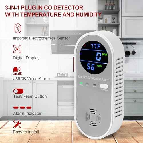 2 Packs Carbon Monoxide Detectors, Plug in Carbon Monoxide Alarm, 3-in-1 Real-time Digital Display Fahrenheit(¡ÆF) & Humidity, Co Detector Monitor for Home,RV,Apartment