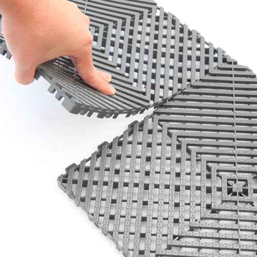 12Pack Modular Interlocking Grille Tile 12"x12"x0.66" Heavy Duty Mat for Garage Flooring Car Washing Facility Drain Balcony Yard Deck Floor (Gray)