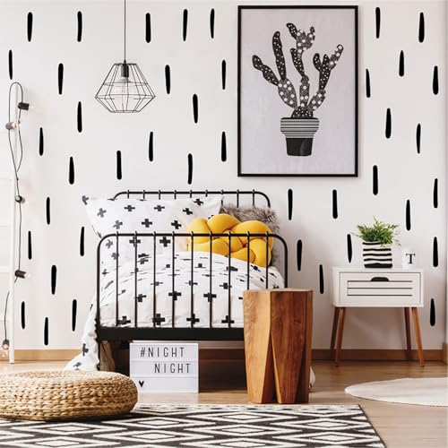 280Pcs Black Modern Lines Removable Peel and Stick Waterproof Sprinkle Wall Stickers Kids Girls Boys Bedroom Nursery Playroom Classroom DIY Dorm Living Room Party£¨Scandinavian Style£©