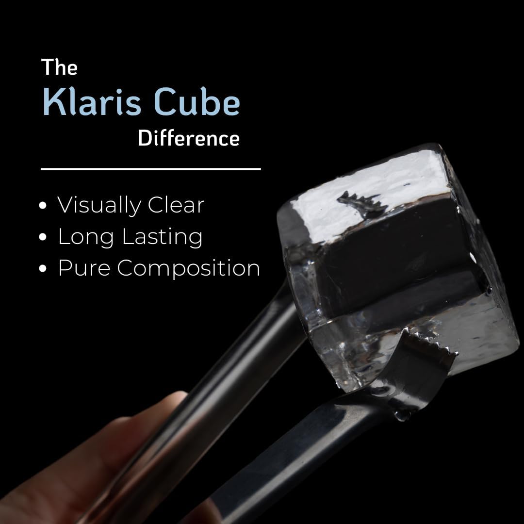 Klaris Mini - Clear Ice Cube Maker - Makes 2 Large, 2 Inch Crystal Clear Ice Cubes in 8 to 10 Hours - Creates Slow Melting Ice for Cocktails, Whiskey & Bourbon