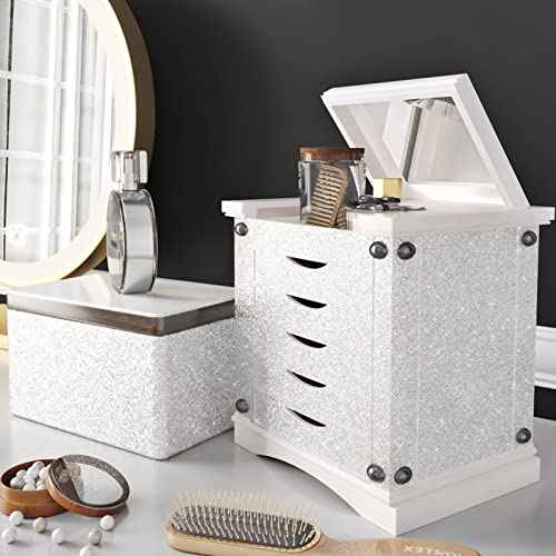 WESTICK Sparkle Silver Glitter Wallpaper Stick and Peel Silver Glitter Contact Paper for Cabinets Drawers Self Adhesive Remocable Glittery Fabric Wallpaper Borders for Walls DIY Decoration 12" x 80"