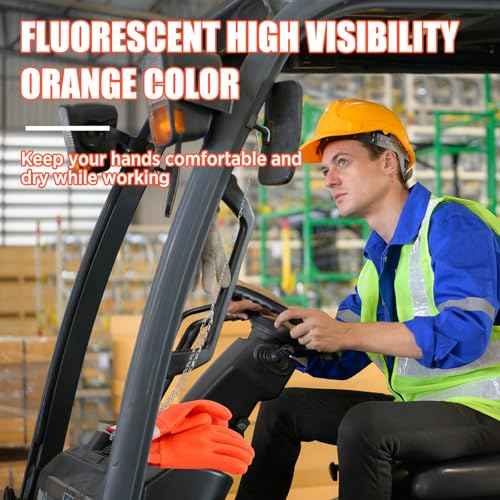 2 Pairs Propane Cylinder Handling Gloves with Chains Double Dipped PVC Forklift Propane Gloves Men Work Waterproof