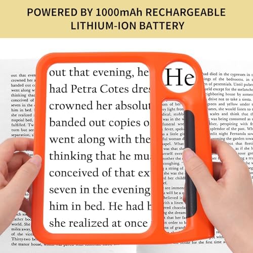5X 10X Full-Page Magnifying Glass with Light, Rechargeable Handheld Magnifier with 3 Light Modes, 48 Lights, Clean Cloth Ideal Gift for Seniors Reading Books Inspection