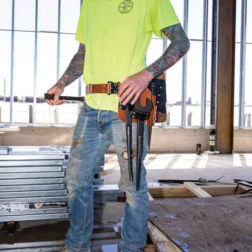Klein Tools 5860 Spud Wrench Holder, Heavy-Duty Leather Tool Holder with Tucked Tunnel Loop Design