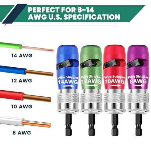 Wire Stripper Tool, 14-12-10-8 Gauge Electric Wire Twister Tool for Drill, 8 In 1 Quick Strip Twister Stripping
