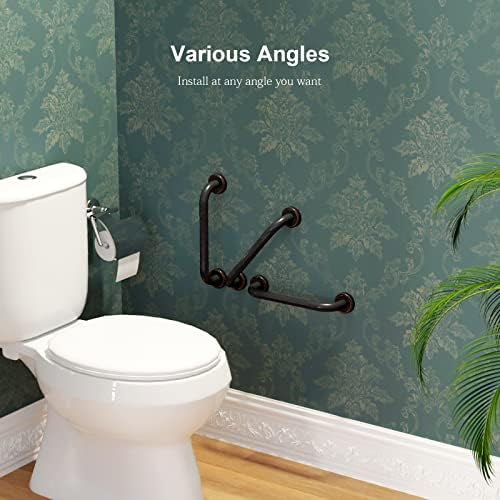 2 Pack 12 Inch Anti Slip Shower Grab Bar Oil Rubbed Black Bronze, ZUEXT Antique Brass Bathroom Grab Bar, Knurled Bath Balance Bar, Safety Handrail Support, Handicap Elderly Senior Assist Bath Handle