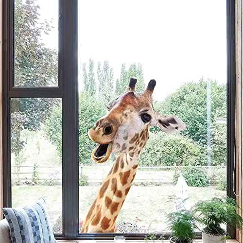 Giraffe Wall Decal Peel and Stick Funny Giraffe Face Stickers Gift for Friends Kids Room Wall Window Decor Fridge Closet Sticker