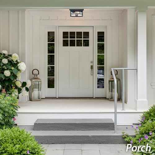 Industrial Motion Sensor Outdoor Flush Mount Ceiling Light, Water Ripple Glass Square Black 2-Light Ceiling Lamp for Porch, Entryway, and Garage, Timer and Sensitivity Adjustable
