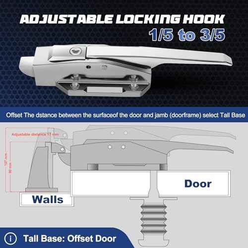 Walk in Cooler Door Handle,Walk in Freezer Door latches Heavy Duty kit with Key and Solid Metal Push Rod, Offset -1/5 In-3/5 in(Offset) and 5.9" Solid Metal Interior Release Handle