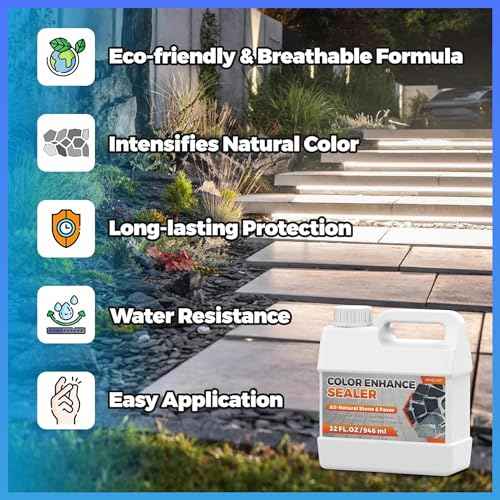 1 Gallon Wet Look Stone Sealer, High Gloss Paver Sealer for Outdoor Surfaces (Travertine, Slate, Sandstone, Concrete)? Waterproof, Provides Natural Color Enhancement for Driveways, Patios