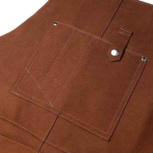 Flame Retardant And Waterproof 6 Pockets Leather Tool Apron for Outdoor Woodwork, Grilling,24'' X 36''