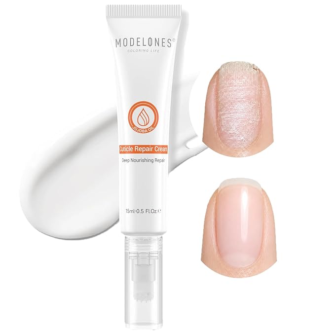 modelones Cuticle Cream, Ultra-Hydrating Nail Care for Damaged Nails Organic Jojoba Oil Vitamin E, Cuticle Softener Non-greasy Dry Cracked Cuticles 15ML