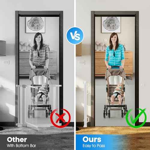 Retractable Safety Baby Gate or Mesh Dog Gate,Durable Portable Mesh Retractable Gate,Easy to Use for Stairs, Doorways, Hallways, Indoor, Outdoor, 33.5" Tall, Extends to 55" Wide,White