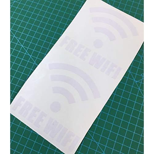 (2 Pack) 4" X 4" White - Free WIFI Sign - UV Resistant, Waterproof, Peel & Stick Adhesive Vinyl Label Decal Sticker Quote Mural Art Script - For Business Store, Shop, Cafe, Office, Restaurant, Vehicle