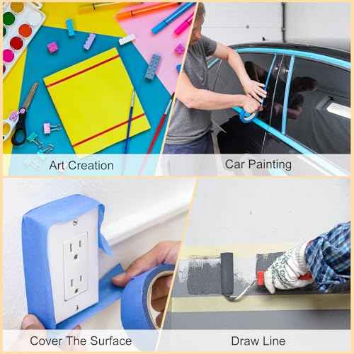 Masking Tape Green Painters Tape Paper Tape [for Crafts DIY Walls Painting Packing Automotive Home Decoration Teaching]- 4x6 Inch/50 Sheets
