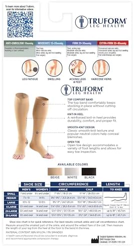 Truform Surgical Stockings, 18 mmHg Compression for Men and Women, Knee High Length, Open Toe, Black, 3X-Large