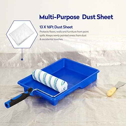 Painters Drop Cloth 13 Feet by 16 Feet Plastic Painting Tarp Waterproof Cover Clear Tarp Plastic Sheeting 1 Mil Thickness Furniture Cover
