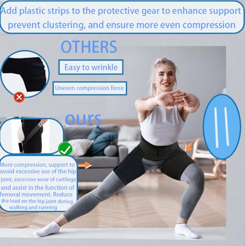 Thigh Compression Sleeve | Hip Sciatica Pain Relief Device Brace | Hamstring & Groin Compression Sleeve Wrap for Sciatic Nerve Relief | Hip Support Brace for Women & Men (1, Large)