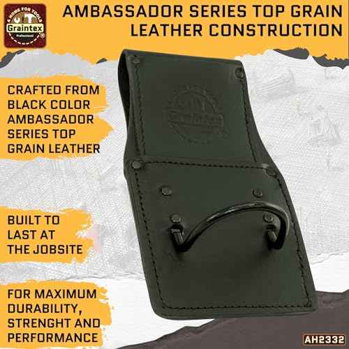 Graintex Hammer Holder Ambassador Series Color Top Grain Leather, Hammer Loop, Leather Tool Holster, Construction Workers, Electricians, Framers, Drywall Contractors