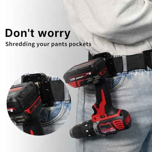 MELOTOUGH Drill Holder for Tool Belt,Tape Measure Holder,Drill Belt Clip,Drill Clip for Tool Belt,Measuring Tape Holder (Black),2PCS