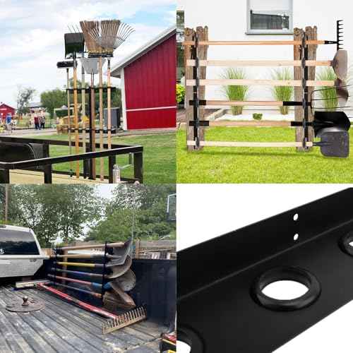 Landscape Trailer Rack for Lawn Equipment,6 Holes Hand Tool Storage Rack Landscaping Shovel Holder for Truck Trailers & Garage or Shed Walls with Mounting Hardware Accessories,Set of 2