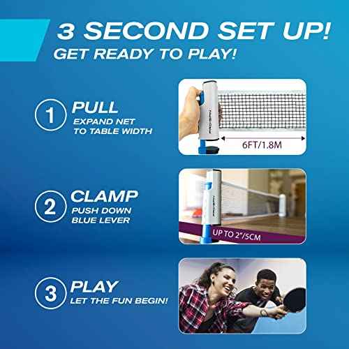 PRO SPIN All-in-One Ping Pong Set - Retractable Ping Pong Net for Any Table (72"), Ping Pong Paddles and Balls, Storage Case - Portable Table Tennis Family Games, Gifts for Boys & Girls