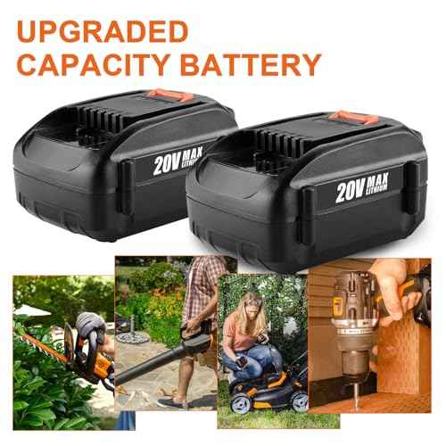 Powilling 6.5Ah 20V Replacement Battery for Worx Battery 20V WA3578 WA3575 WA3520 WA3525 WG545s,2Pack