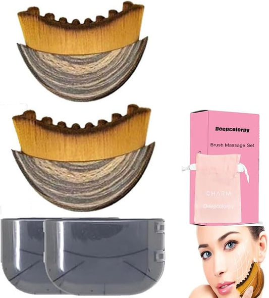 Dry Lymphatic Contour Face Brush for Lymphatic Drainage, 2 Packs Soft Facial Brushes Curved Design Tool Drainage Massager for Face Chin Sculpting Lifting Skin Care Gift for Women and Girls (Mix)