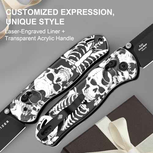 Kizer Drop Bear EDC Pocket Knife, 2.97¡± Nitro-V Blade Acrylic Handle Folding Knife with Thumb Stud Opener, Clutch Lock EDC Knives for Men Women Gift V3619A12