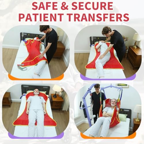 Universal Full Body Patient Lift Sling, Mesh Fabric Patient Sling Transfer and Bathing aids, 500lb Weight Capacity (Small-Red)